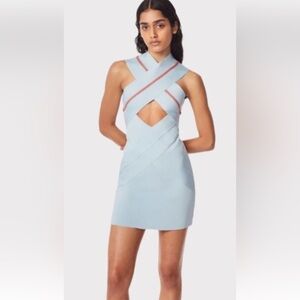 Herve by Herve lever crossover striped bandage dress  XS